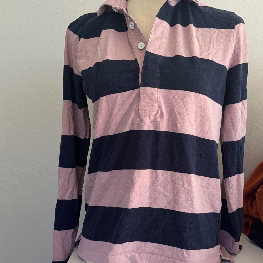 J. Crew Pink and Navy Long Sleeve Shirt